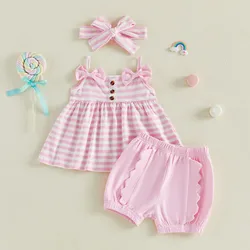 Conjunto de verano para bebé niña a rayas sin mangas con linterna