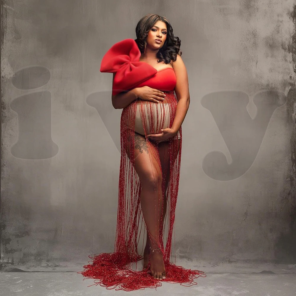 Borlas largas en seda brillante para fotos de embarazo y maternidad - imagen 3