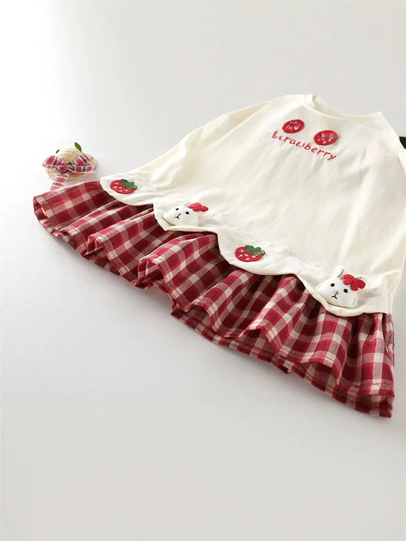 Vestido verano niña tipo peto con dibujos de conejitos y fresas - imagen 5
