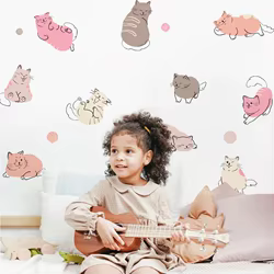 Pegatinas de pared con perros en acuarela para habitación infantil