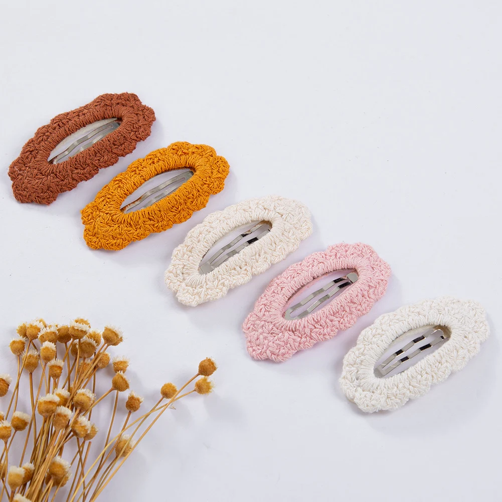 Horquillas con flores de ganchillo para niña – Estilo coreano