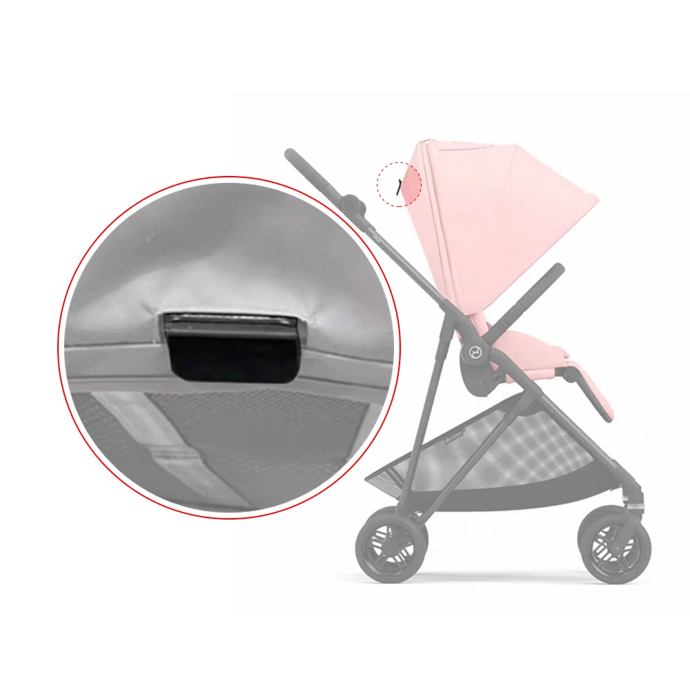 Llave de asiento ajustando la perilla de respaldo de un cochecito Cybex Melio