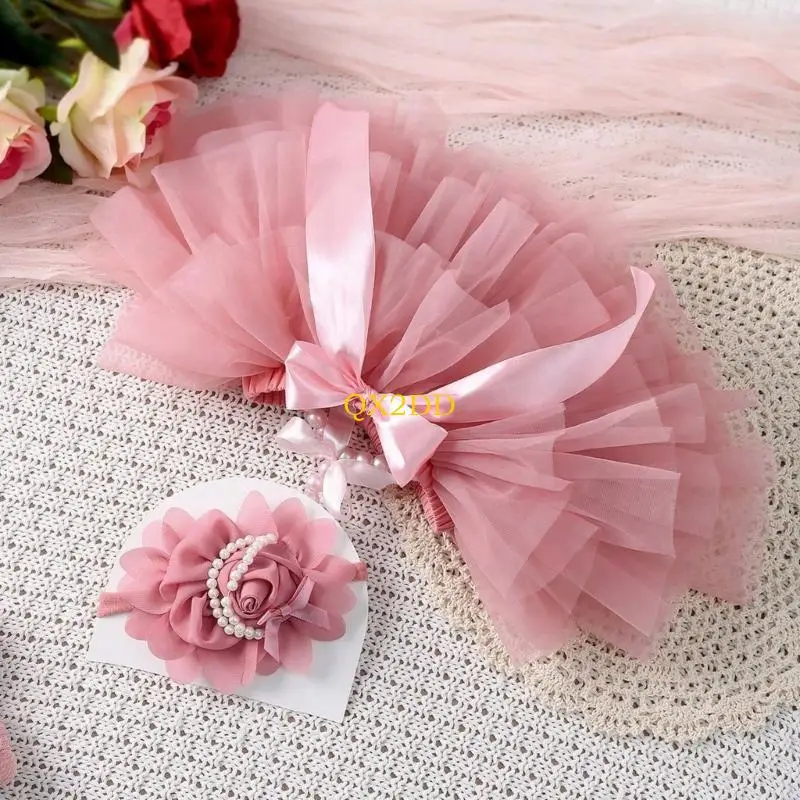 Vestido de tul con lazo y diadema para sesión de fotos bebé - imagen 3