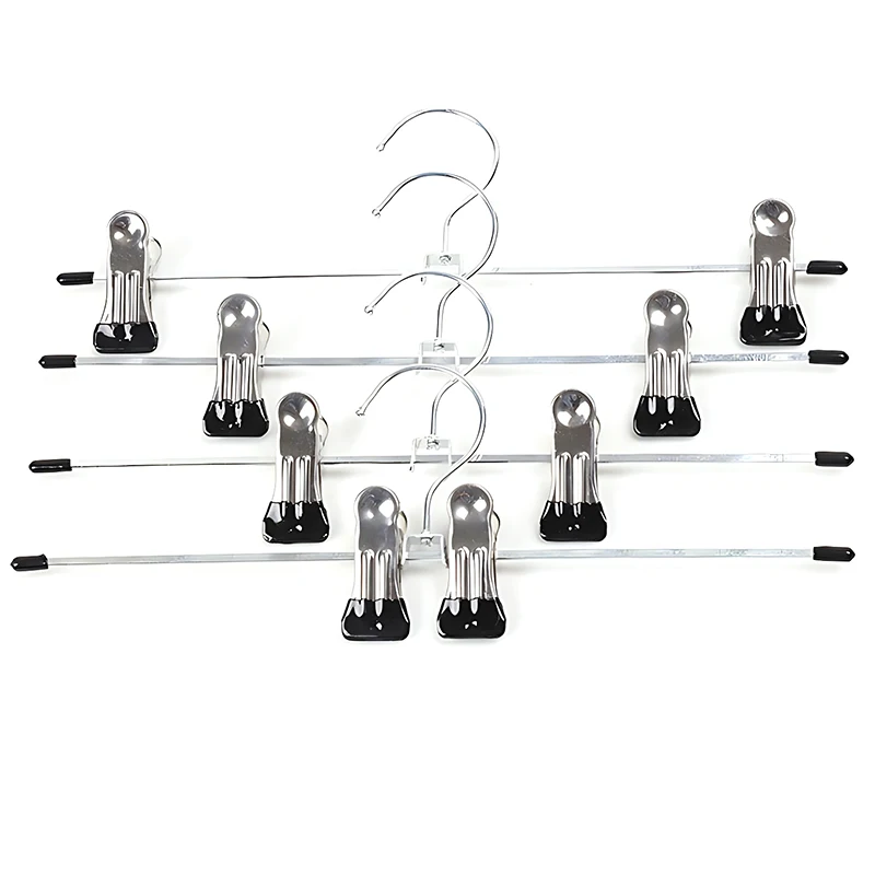 Perchas de pantalones de metal con clips ajustables antideslizantes