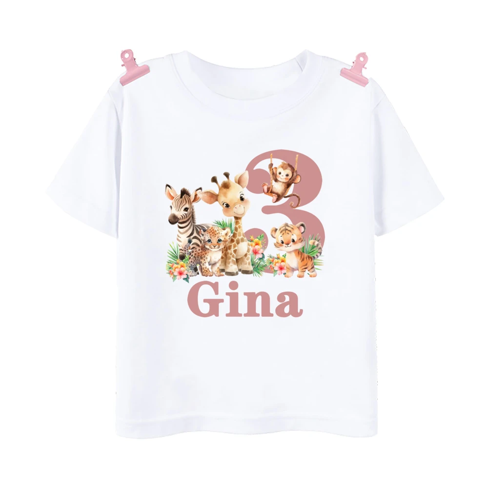 Camiseta de cumpleaños selvática personalizada para niña - imagen 5