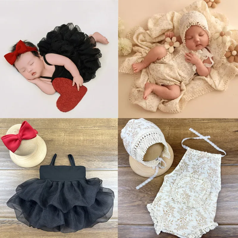 XXFE Vestido para recién nacido con diadema - Sesión de fotos - imagen 4