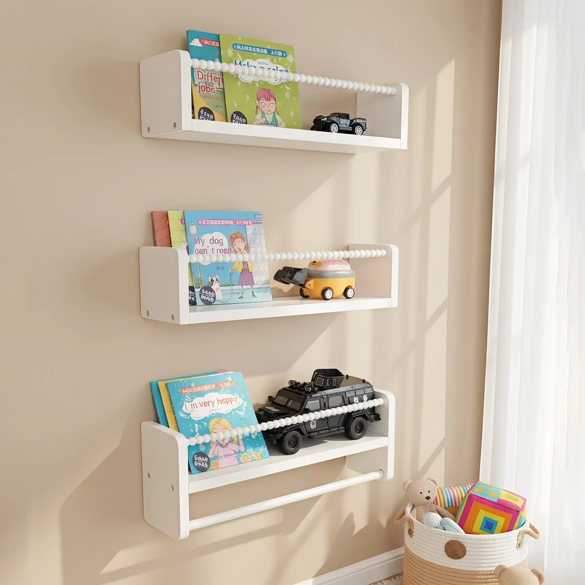 Estantes flotantes en madera para libros infantiles de pared
