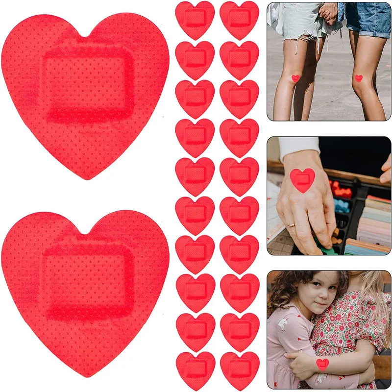 Tiritas corazón rojo adhesivas para niñas – Parches heridas - imagen 2