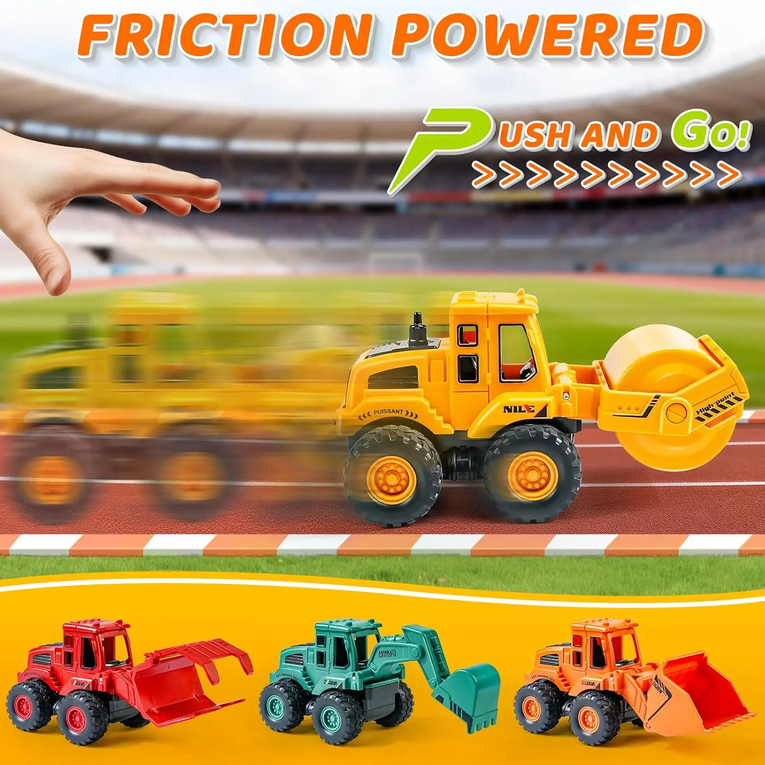 Camión de construcción con fricción – Excavadora de juguete para niños - imagen 5