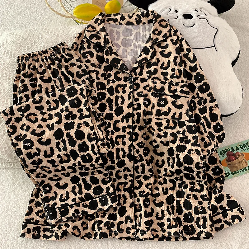 Conjunto de pijama infantil leopardo suave para entretiempo - imagen 3