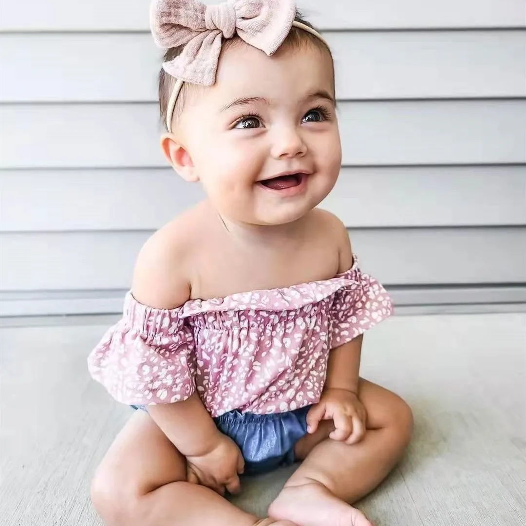 Diadema gasa con lazo para bebé niña – Algodón suave - imagen 3