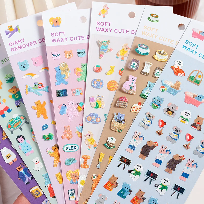 Pegatinas impermeables de osos para material escolar infantil - imagen 3