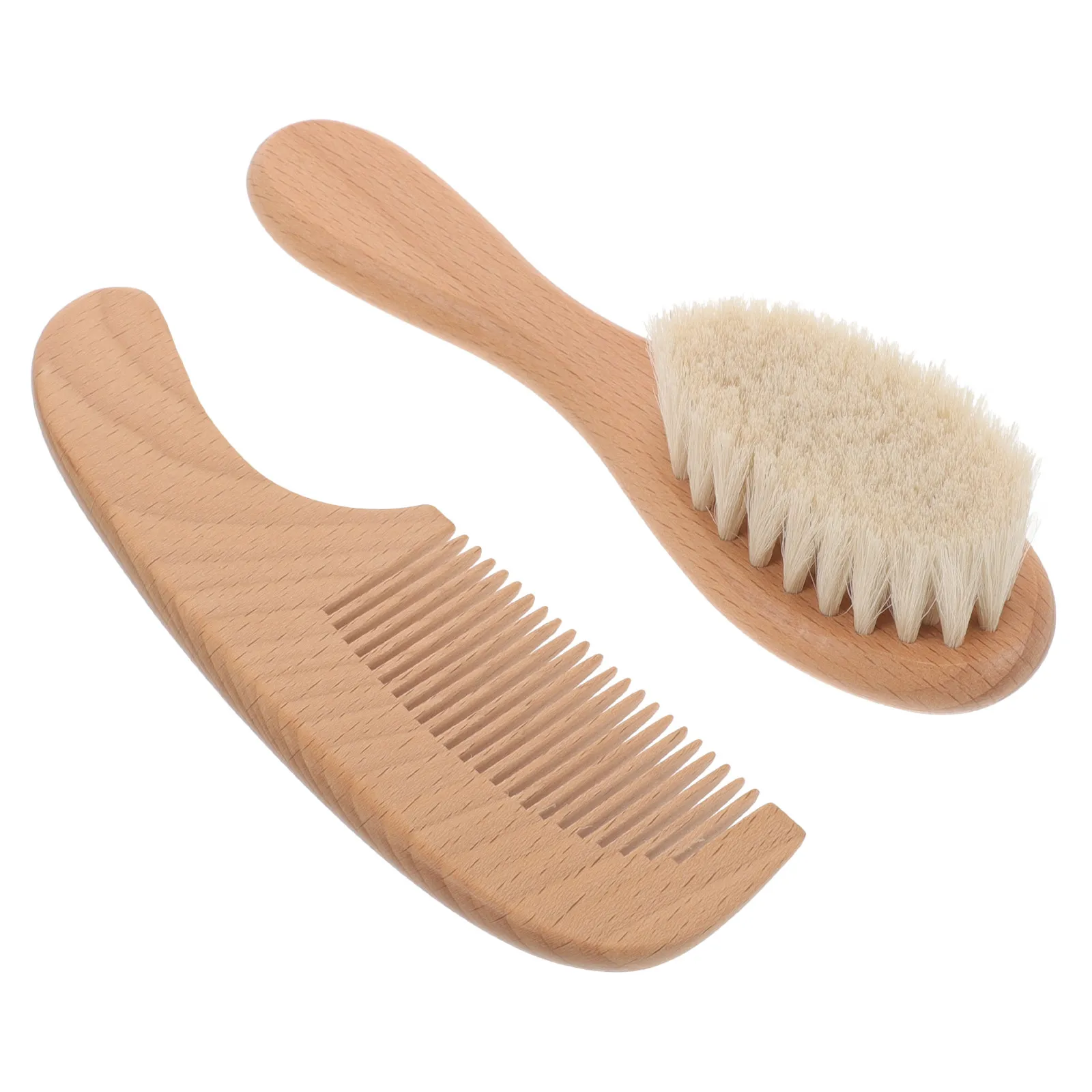 Set cepillo y peine de madera para bebé – cerdas suaves para baño