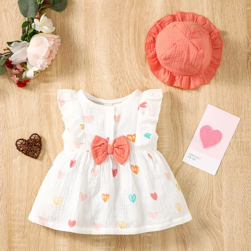 Conjunto vestido y sombrero bebé niña recién nacida verano - imagen 2