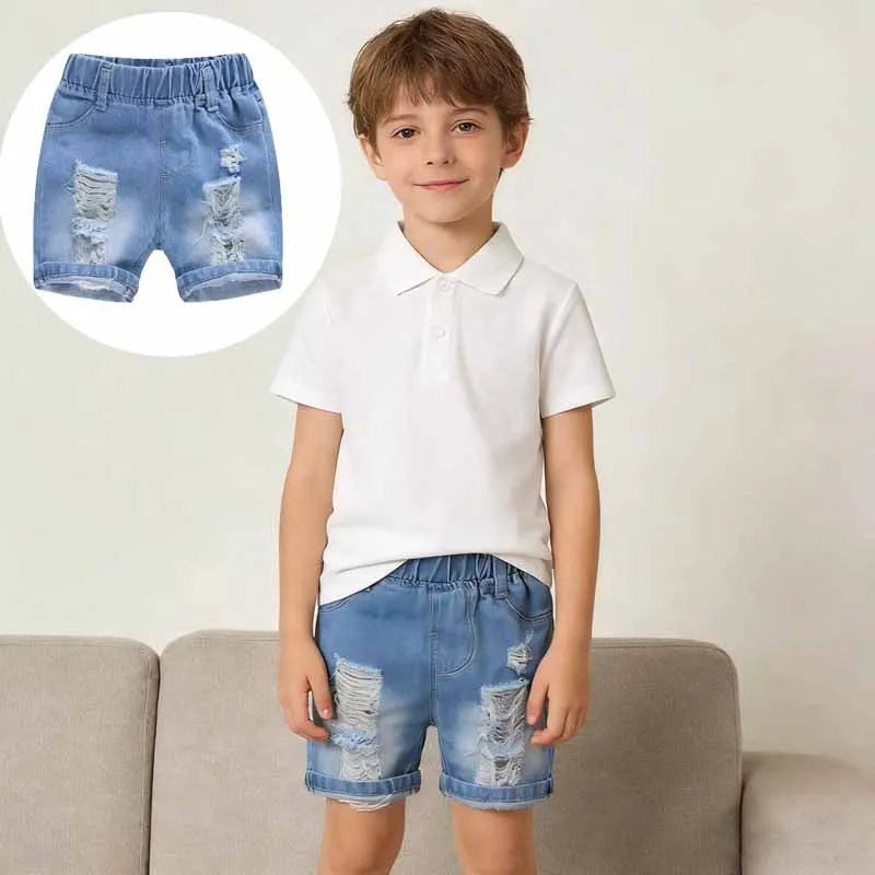 Pantalones cortos vaqueros de mezclilla para niños veraniegos - imagen 3