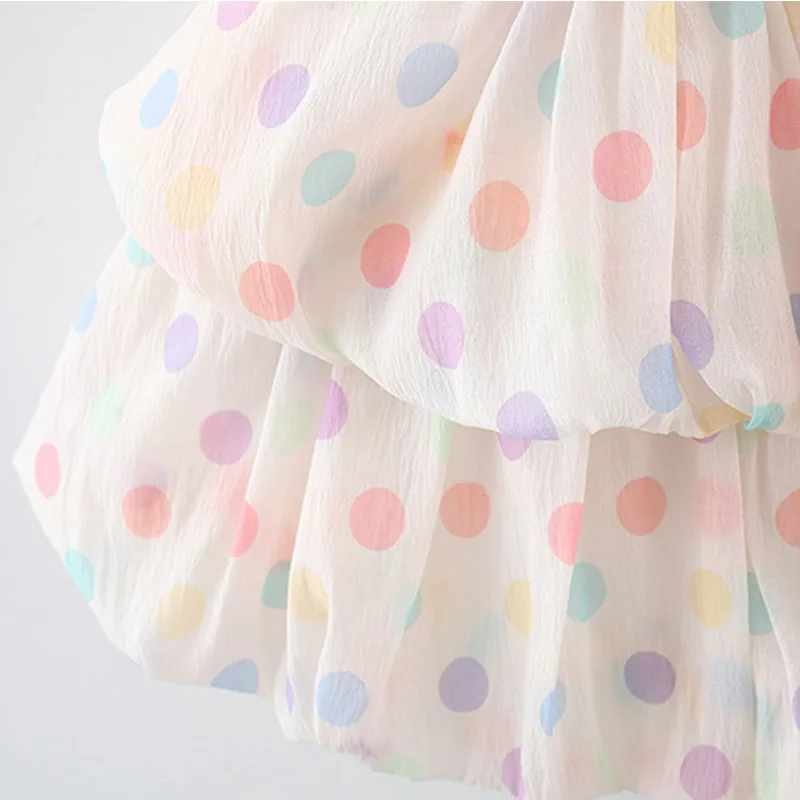 Vestido niña sin mangas en algodón con lazo estampado lunares - imagen 5