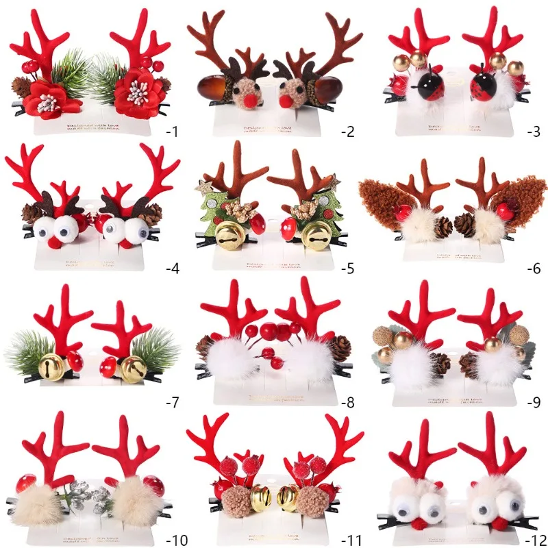 Horquillas navideñas con astas de reno para niñas – pinza cabello - imagen 5