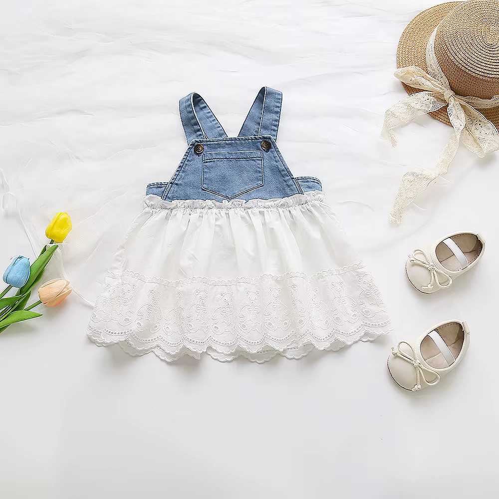 Vestido infantil con tela vaquera