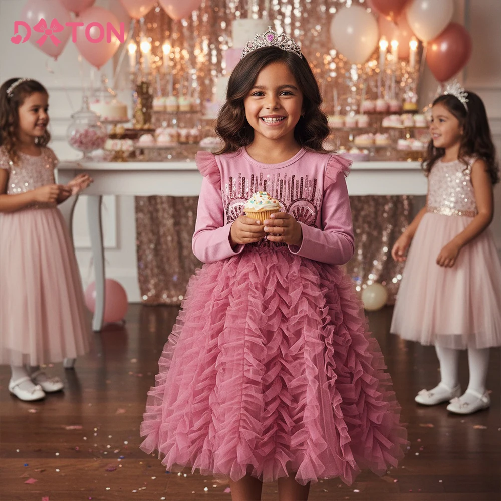 DXTON vestido tutú de princesa con lentejuelas para niña de fiesta - imagen 2