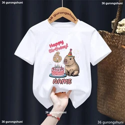 Camiseta blanca con capybara unisex para niños
