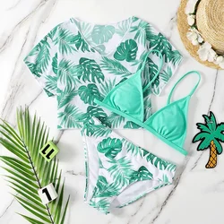 Conjunto de traje de baño estampado para niña – Verano moda playa