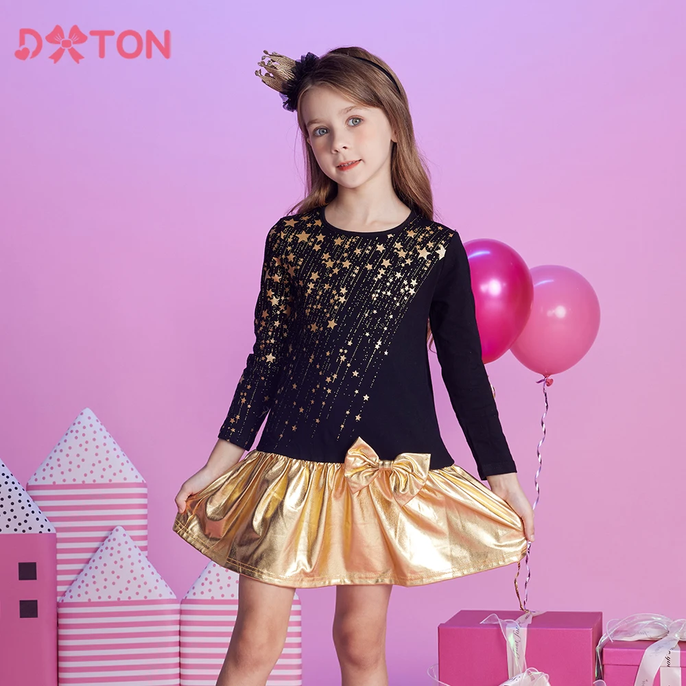 DXTON vestido Navidad Año Nuevo para niñas princesa estrellas doradas