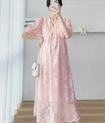 Vestido de maternidad de verano de encaje con manga corta