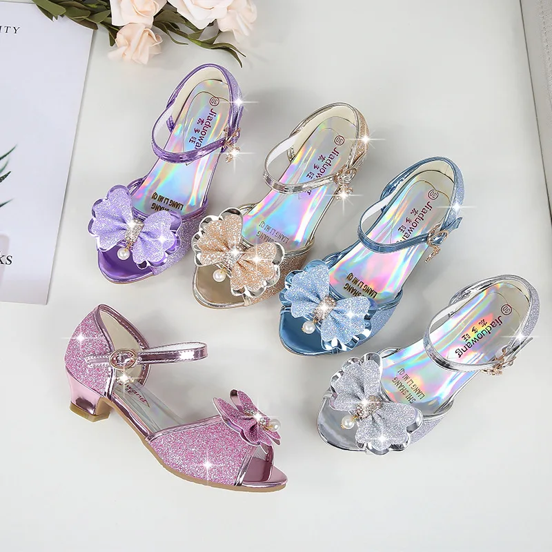 Sandalias de fiesta con lentejuelas, tacón alto y pedrería para niña - imagen 4