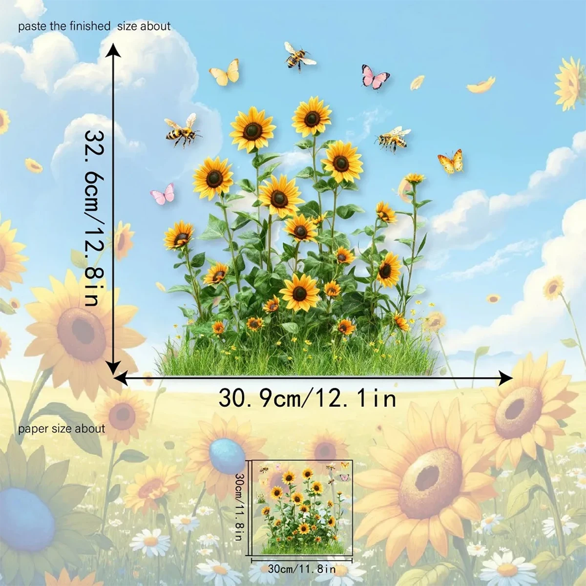 Pegatinas para ventanas estáticas reutilizables girasoles y abejas - imagen 5