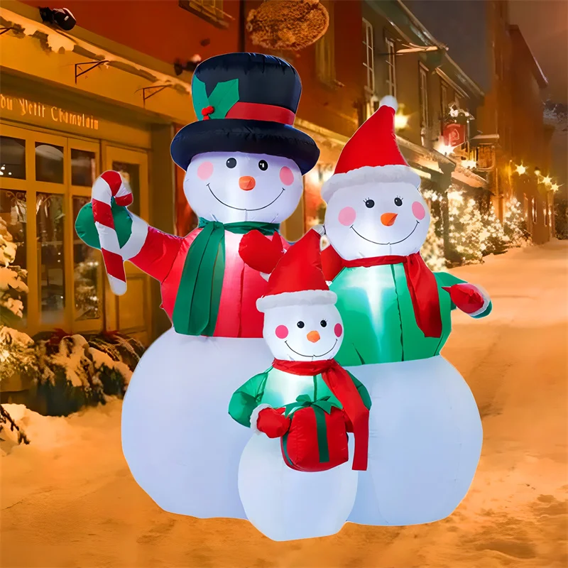 Figura inflable navideña: muñeco de nieve con luces LED - imagen 4