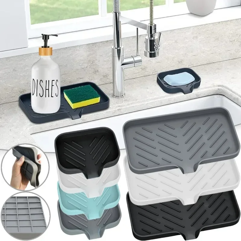 Jabonera silicona con drenaje para cocina antideslizante organizador