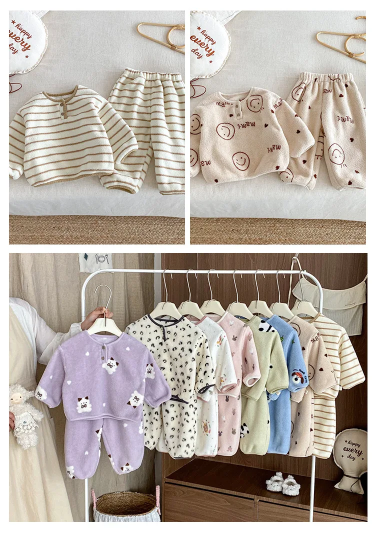 Conjunto de pijamas gruesos para niños, vista del conjunto