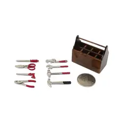 Caja de herramientas de reparación para casa de muñecas