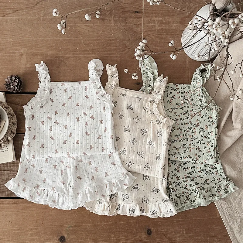 Conjunto floral bebé sin mangas con volantes 0-4 años - imagen 2