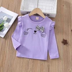 Camiseta de algodón manga larga para niña – dibujos, primavera y otoño