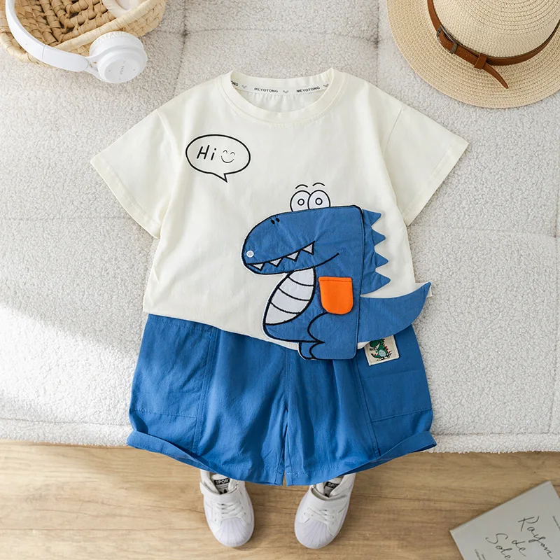 Conjunto verano niño: camiseta manga corta y pantalón corto con diseños animados - imagen 3