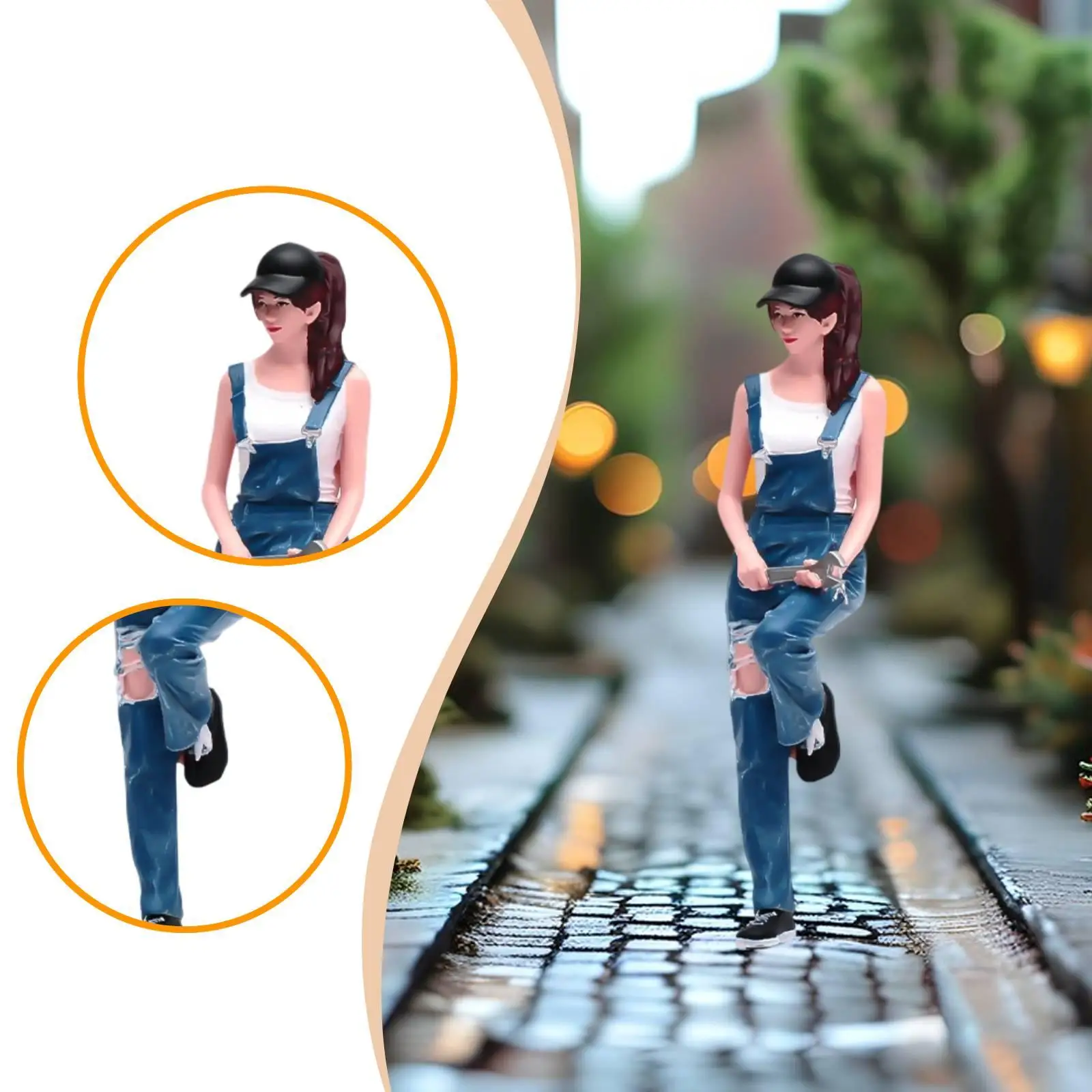 Figura 3D de mecánica automotriz femenina con overol - imagen 5