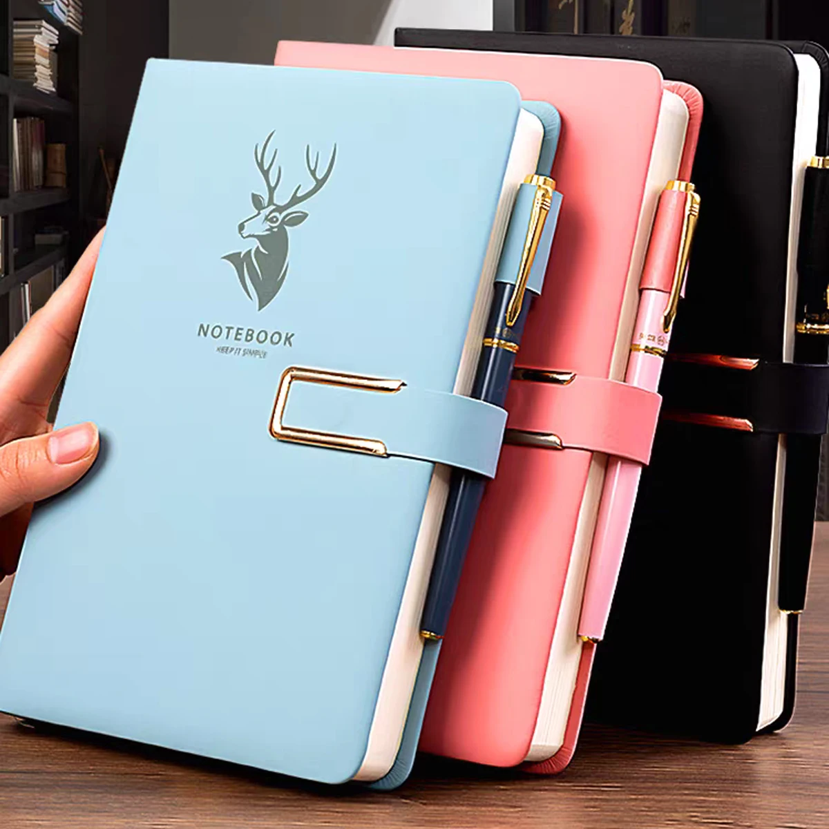 Cuaderno A5 de cuero PU con hebilla gruesa para oficina y escuela - imagen 4