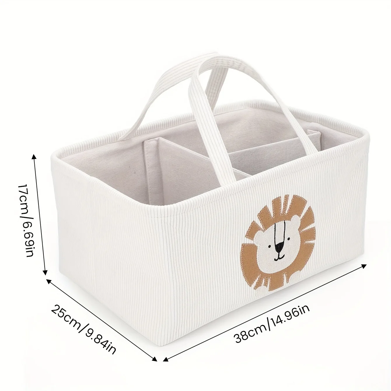 Cesta plegable de tela con asas y diseño de león para juguetes - imagen 2