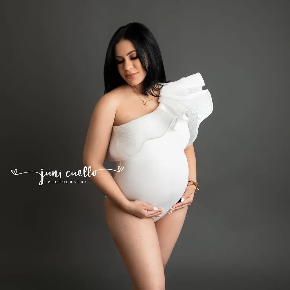 Body algodón con manga volante para fotos de embarazo