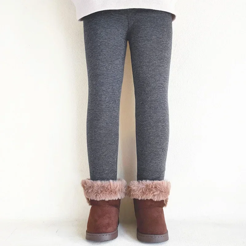 Leggings cálidos gruesos de invierno para niña en rosa y marino - imagen 2
