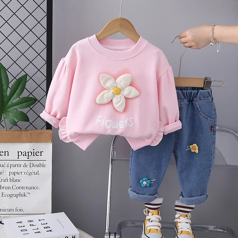 Conjunto infantil para bebé niña – Jersey y pants de algodón - imagen 2
