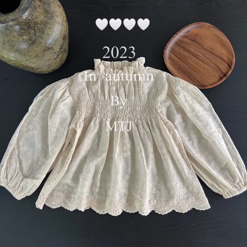 MILANCEL Blusa de manga larga con encaje para niña otoño - imagen 3