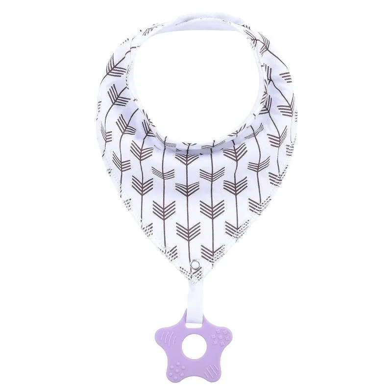 Babero triangular de algodón con mordedor antisalpicaduras - imagen 4