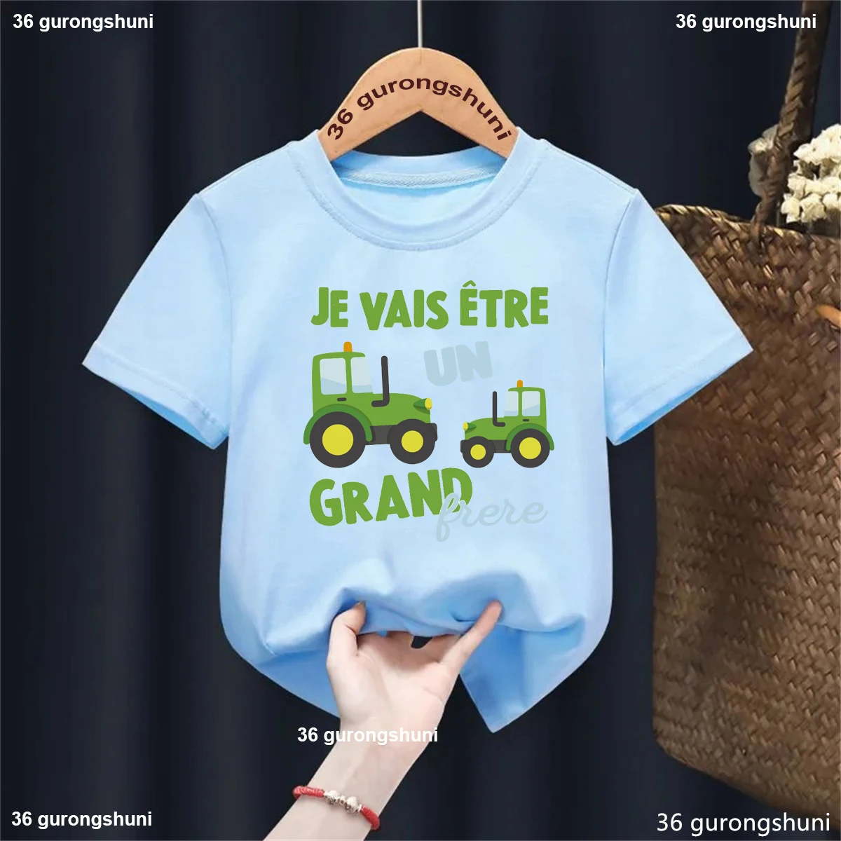 Camiseta hermano mayor niño con estampado camión para anuncio embarazo - imagen 4