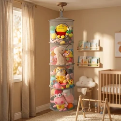 Red de almacenamiento plegable de felpa con animales para juguetes