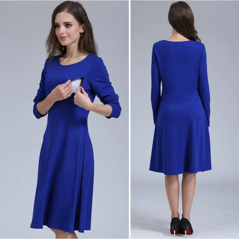 Vestido de lactancia manga larga para posparto otoño-invierno - imagen 3