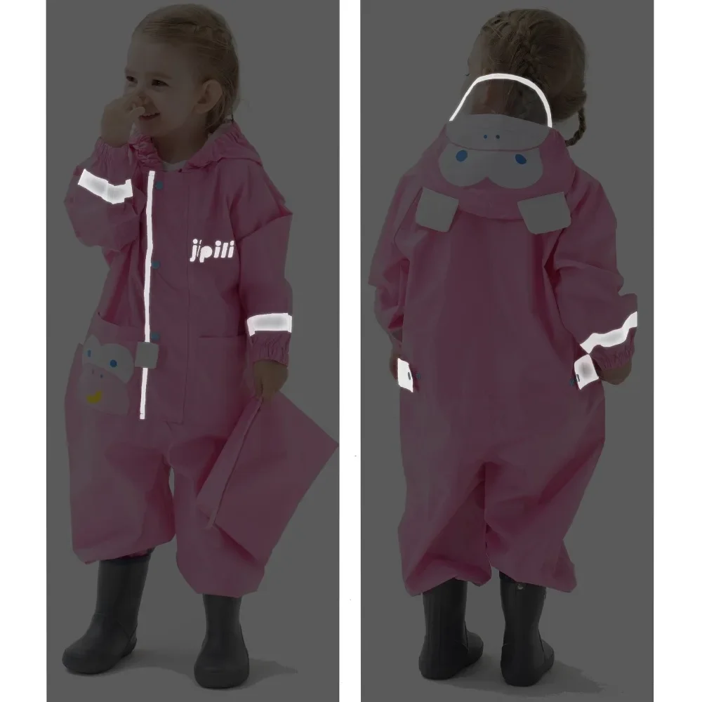 Chubasquero infantil impermeable 3D con tiras reflectantes y capucha - imagen 4
