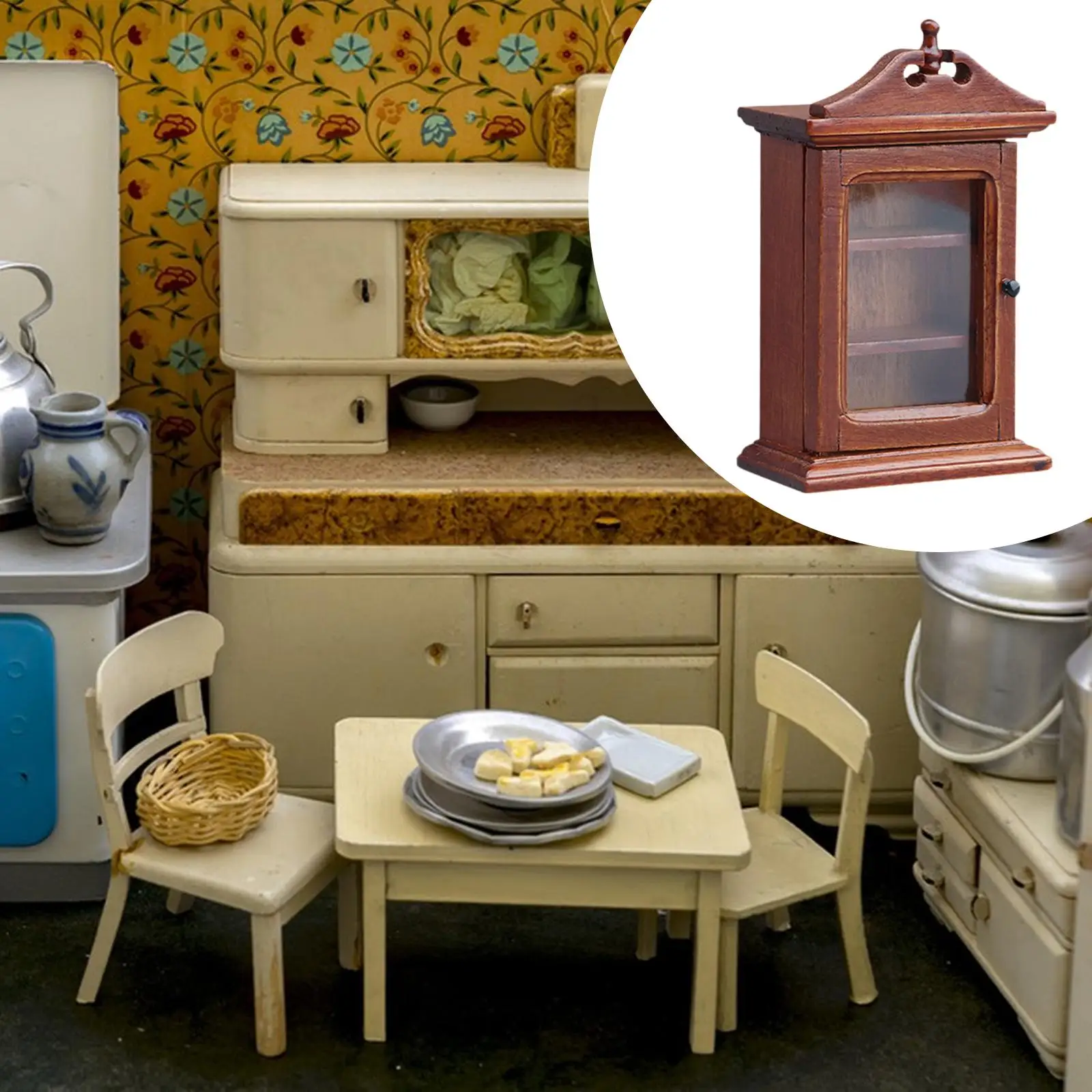 Mueble para casa de muñecas, puerta única estilo europeo