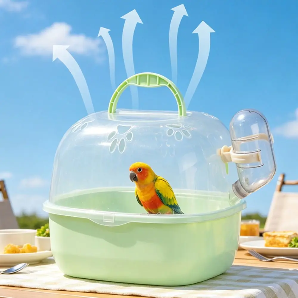 Transportín de viaje transparente para pájaros con botella de agua - imagen 5